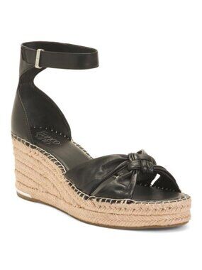 FRANCO SARTO Leather Clementine Espadrille Wedge Heels